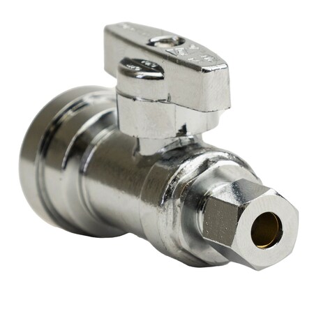 Quickfitting 1/2in Push-to-Connect x 1/4in OD Comp Chrome Plated Brass Quarter-Turn Straight Stop Valve LF944SR
